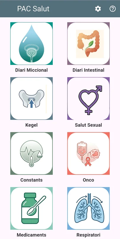 PAC-SALUT home screen with the eight modules