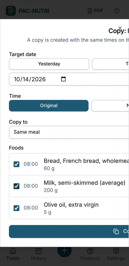 Copy dialog