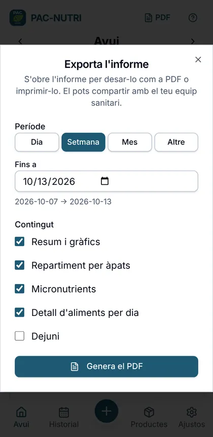 Menú d’exportació